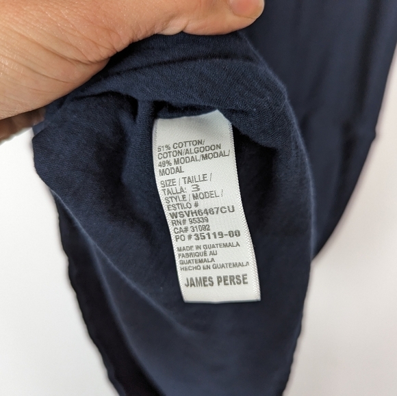 Standard JAMES PERSE sz. 3/L Dress Midi Tee Shirt Slub Knit Dress Cotton Modal - Picture 6 of 7